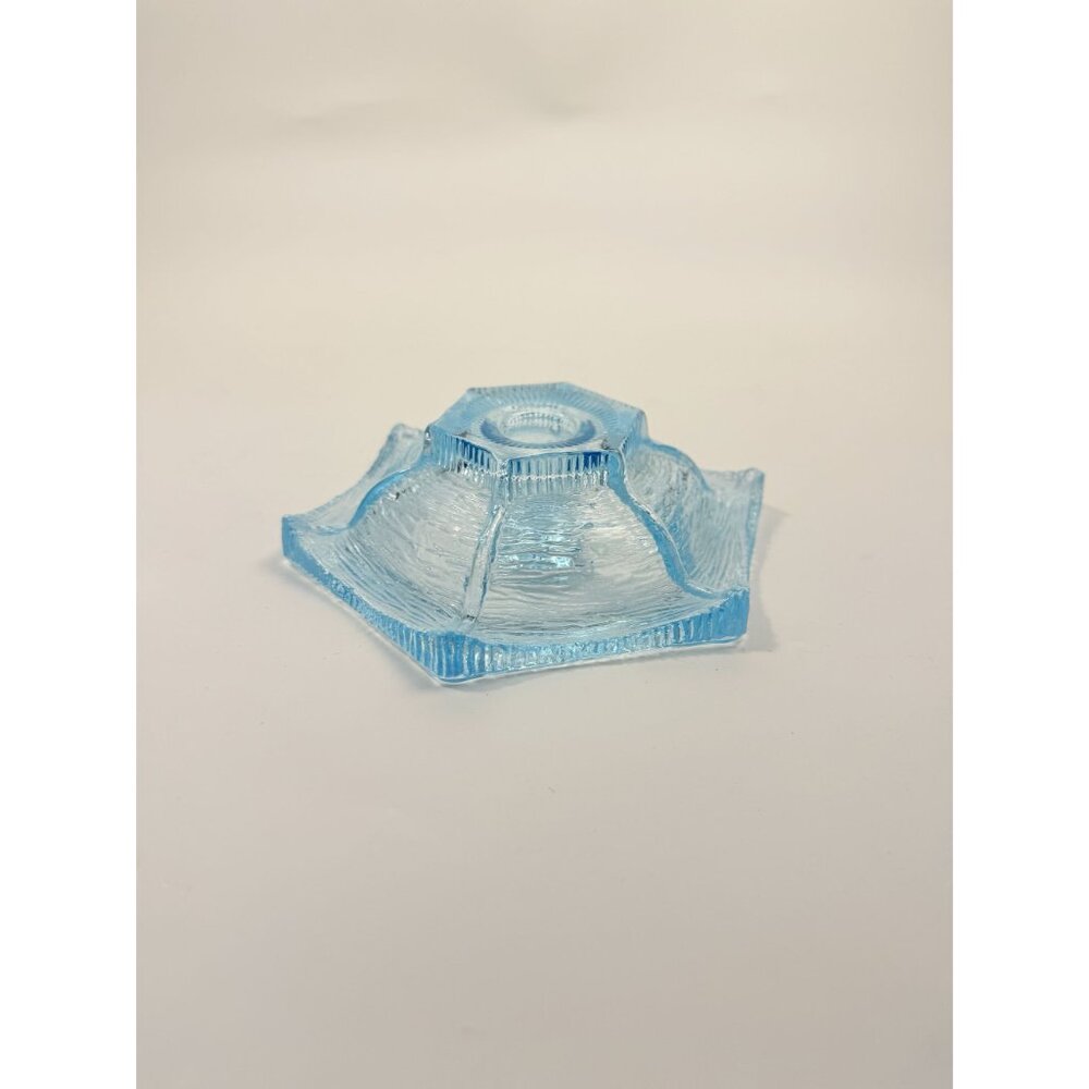 Taper Candle Holder LE Smith Pagoda Light Ice Blue Textured Glass Candleholder - Picture 2 of 16